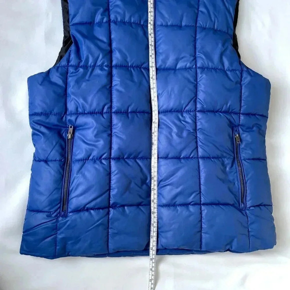 H&M Blue Quilted Puffer Sleeveless Vest Men 44R, 2 Zip Pockets - Picture 9 of 14